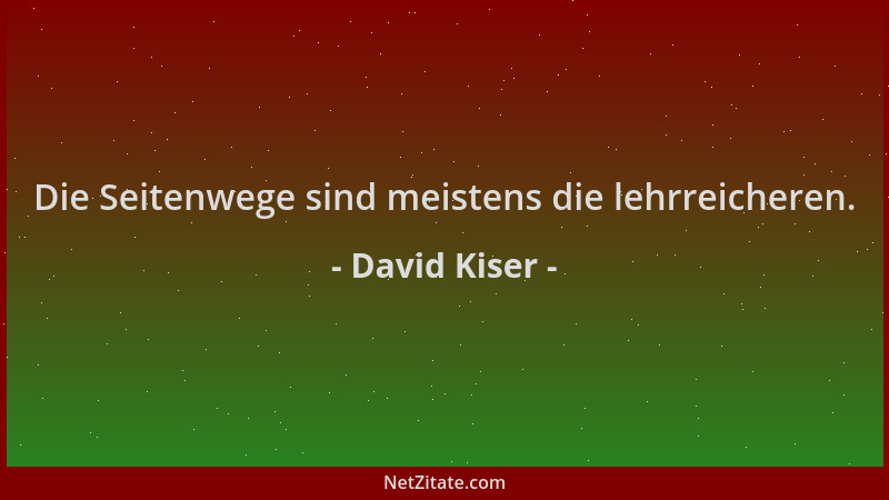 David Kiser - Die Seitenwege sind meistens die lehrreicheren....