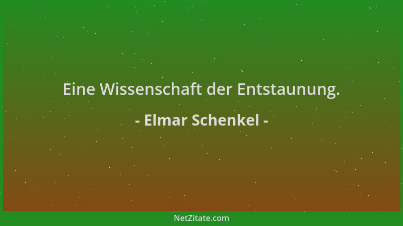 Elmar Schenkel - Eine Wissenschaft der Entstaunung....