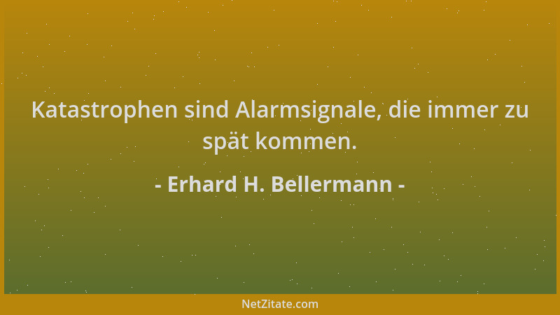 Erhard H. Bellermann - Katastrophen sind Alarmsignale, die immer zu spät kommen....