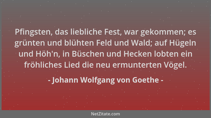 Johann Wolfgang von Goethe - Pfingsten, das liebliche Fest, war gekommen; es grünten und blühten Feld und Wald; auf Hügeln...