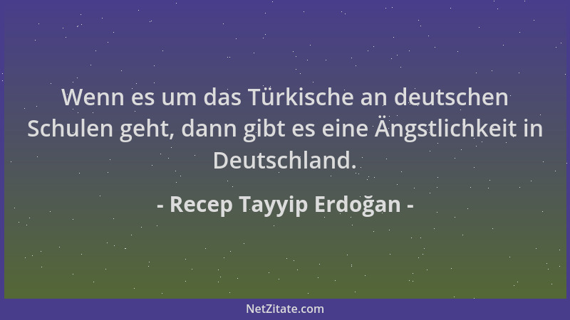 Recep Tayyip Erdoğan - Wenn es um das Türkische an deutschen Schulen geht, dann gibt es eine Ängstlichkeit in Deutschland....