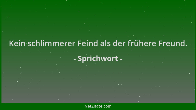 Sprichwort - Kein schlimmerer Feind als der frühere Freund....
