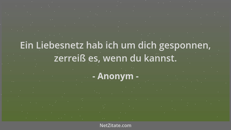 Anonym - Ein Liebesnetz hab ich um dich gesponnen, zerreiß es, wenn du kannst....