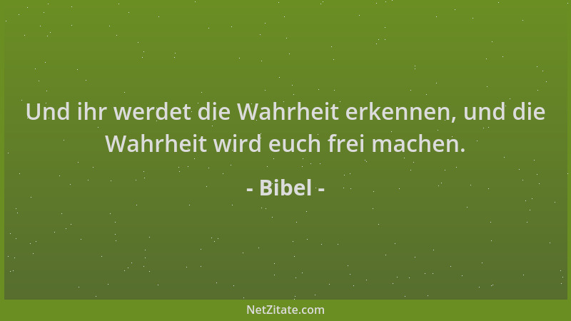 Bibel - Und ihr werdet die Wahrheit erkennen, und die Wahrheit wird euch frei machen....