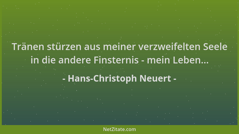 Hans-Christoph Neuert - Tränen stürzen aus meiner verzweifelten Seele in die andere Finsternis - mein Leben......