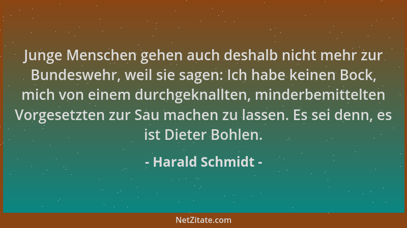 Harald Schmidt - Junge Menschen gehen auch deshalb nicht mehr zur Bundeswehr, weil sie sagen: Ich habe keinen Bock, mich vo...