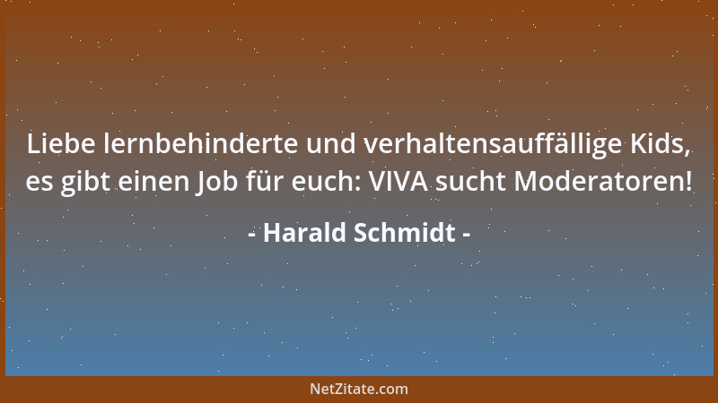 Harald Schmidt - Liebe lernbehinderte und verhaltensauffällige Kids, es gibt einen Job für euch: VIVA sucht Moderatoren!...