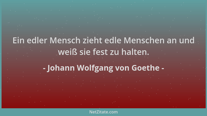 Johann Wolfgang von Goethe - Ein edler Mensch zieht edle Menschen an und weiß sie fest zu halten....