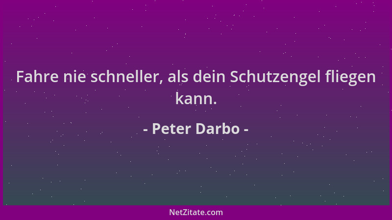 Peter Darbo - Fahre nie schneller, als dein Schutzengel fliegen kann....