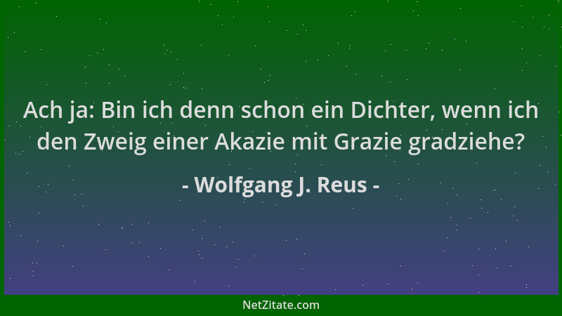 Wolfgang J. Reus - Ach ja: Bin ich denn schon ein Dichter, wenn ich den Zweig einer Akazie mit Grazie gradziehe?...