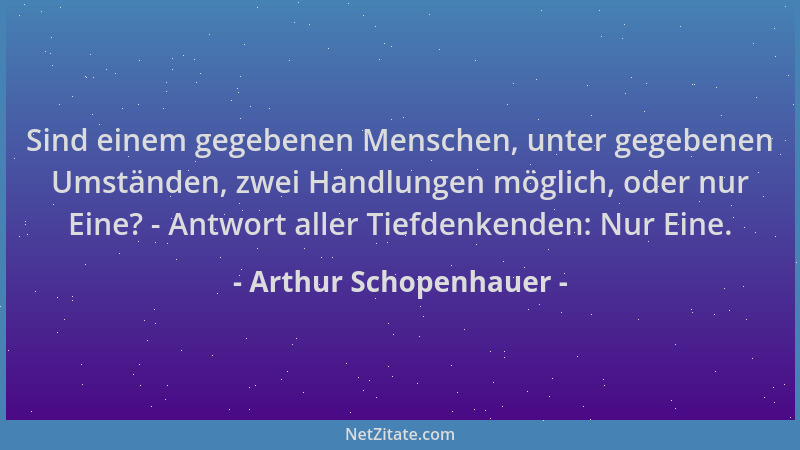 Arthur Schopenhauer - Sind einem gegebenen Menschen, unter gegebenen Umständen, zwei Handlungen möglich, oder nur Eine? - A...