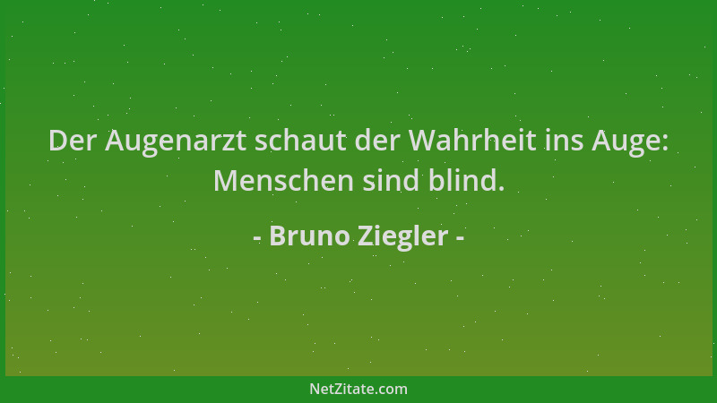 Bruno Ziegler - Der Augenarzt schaut der Wahrheit ins Auge: Menschen sind blind....
