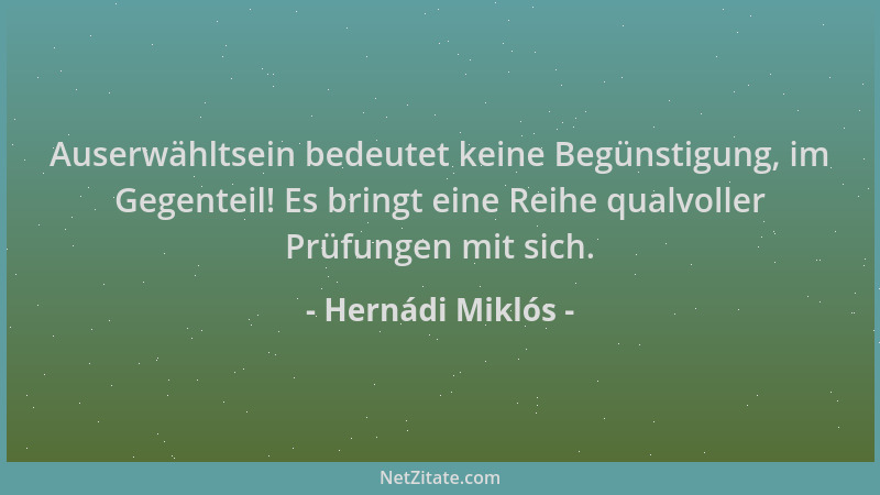 Hernádi Miklós - Auserwähltsein bedeutet keine Begünstigung, im Gegenteil! Es bringt eine Reihe qualvoller Prüfungen mit si...