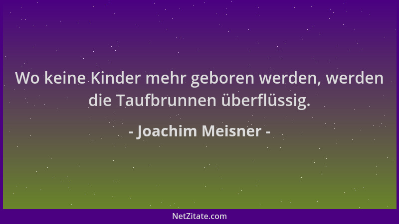 Joachim Meisner - Wo keine Kinder mehr geboren werden, werden die Taufbrunnen überflüssig....