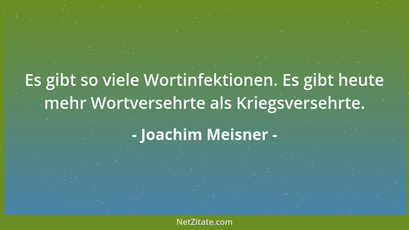 Joachim Meisner - Es gibt so viele Wortinfektionen. Es gibt heute mehr Wortversehrte als Kriegsversehrte....