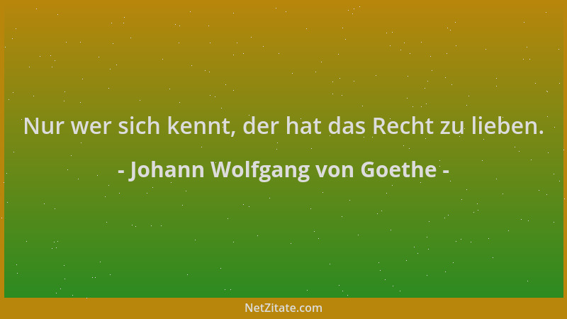 Johann Wolfgang von Goethe - Nur wer sich kennt, der hat das Recht zu lieben....