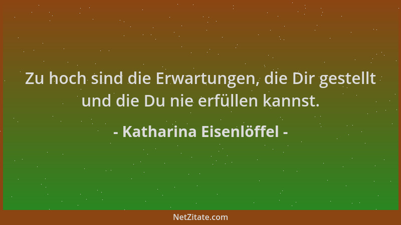 Katharina Eisenlöffel - Zu hoch sind die Erwartungen, die Dir gestellt und die Du nie erfüllen kannst....