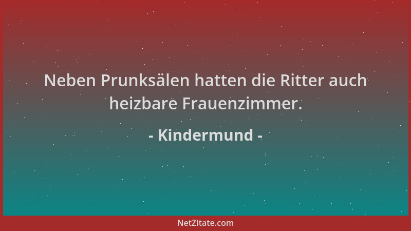 Kindermund - Neben Prunksälen hatten die Ritter auch heizbare Frauenzimmer....