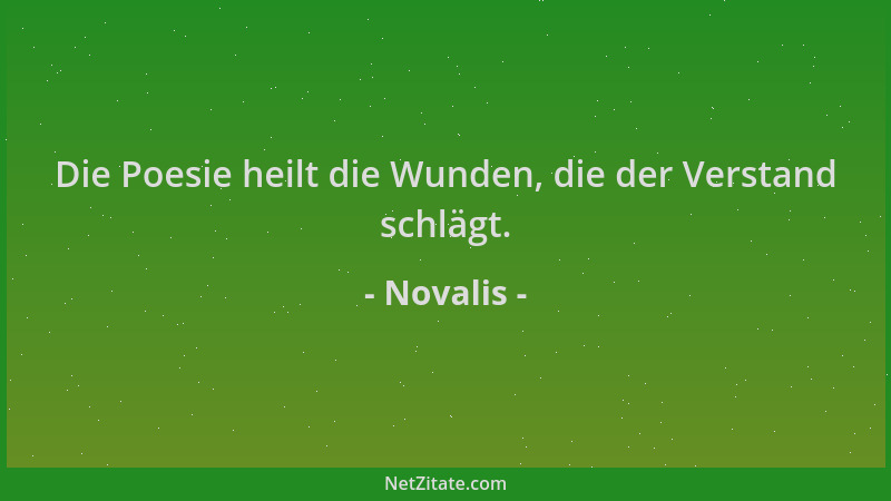 Novalis - Die Poesie heilt die Wunden, die der Verstand schlägt....