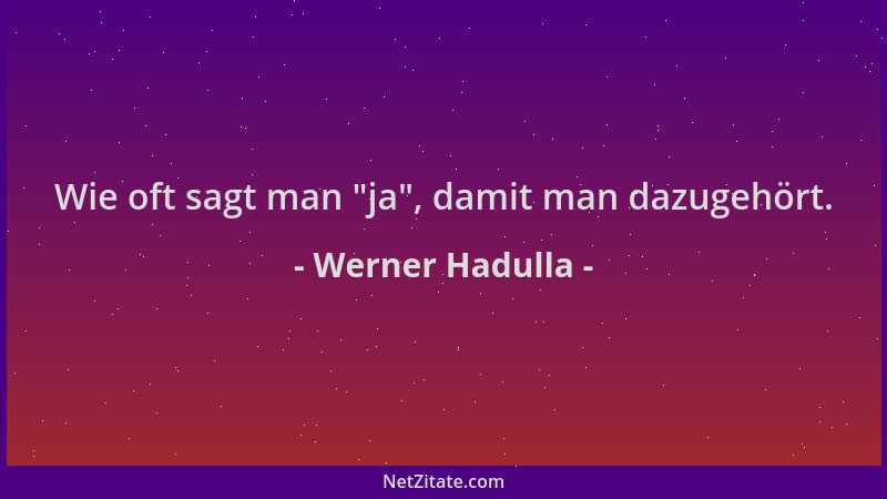 Werner Hadulla - Wie oft sagt man  "ja ", damit man dazugehört....