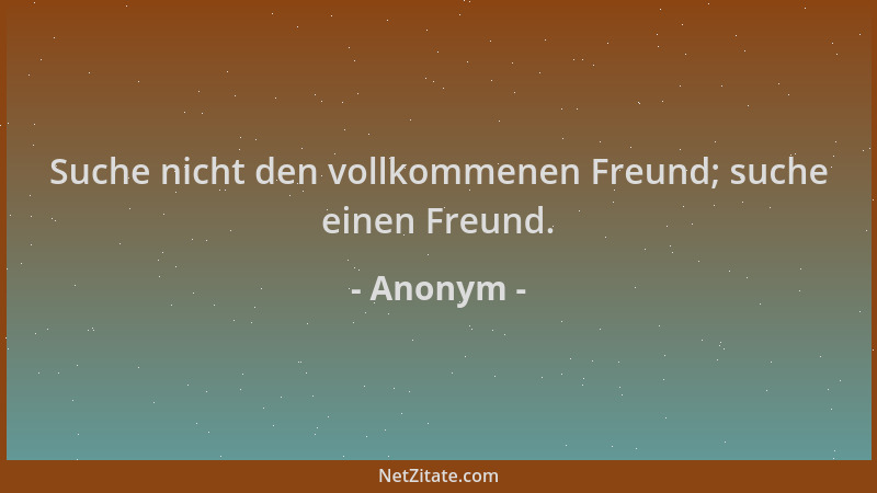 Anonym - Suche nicht den vollkommenen Freund; suche einen Freund....