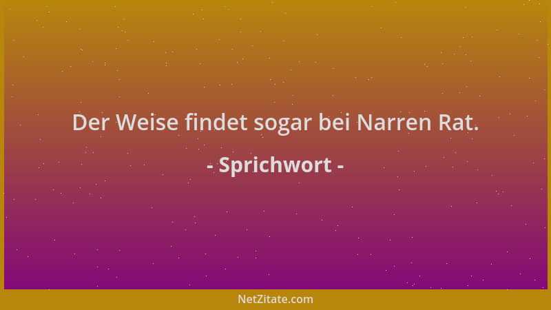 Sprichwort - Der Weise findet sogar bei Narren Rat....