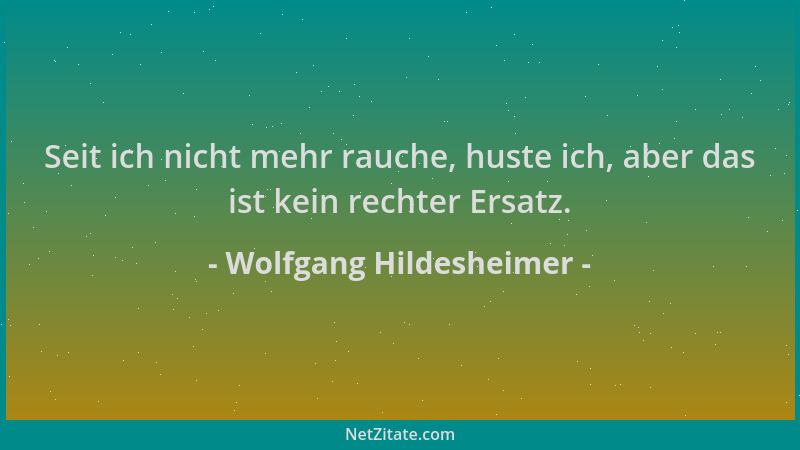 Wolfgang Hildesheimer - Seit ich nicht mehr rauche, huste ich, aber das ist kein rechter Ersatz....