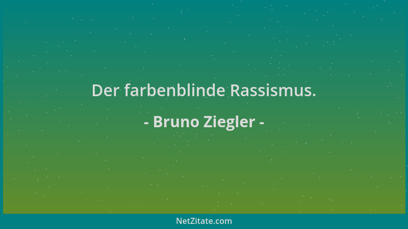 Bruno Ziegler - Der farbenblinde Rassismus....