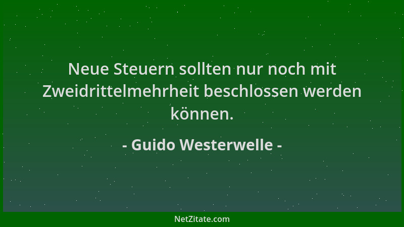 Guido Westerwelle - Neue Steuern sollten nur noch mit Zweidrittelmehrheit beschlossen werden können....