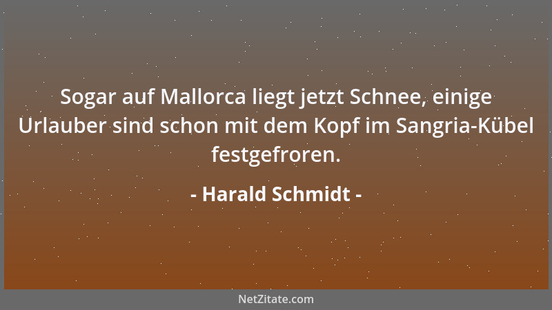 Harald Schmidt - Sogar auf Mallorca liegt jetzt Schnee, einige Urlauber sind schon mit dem Kopf im Sangria-Kübel festgefror...