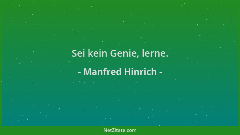 Manfred Hinrich - Sei kein Genie, lerne....