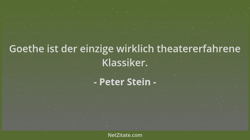 Peter Stein - Goethe ist der einzige wirklich theatererfahrene Klassiker....