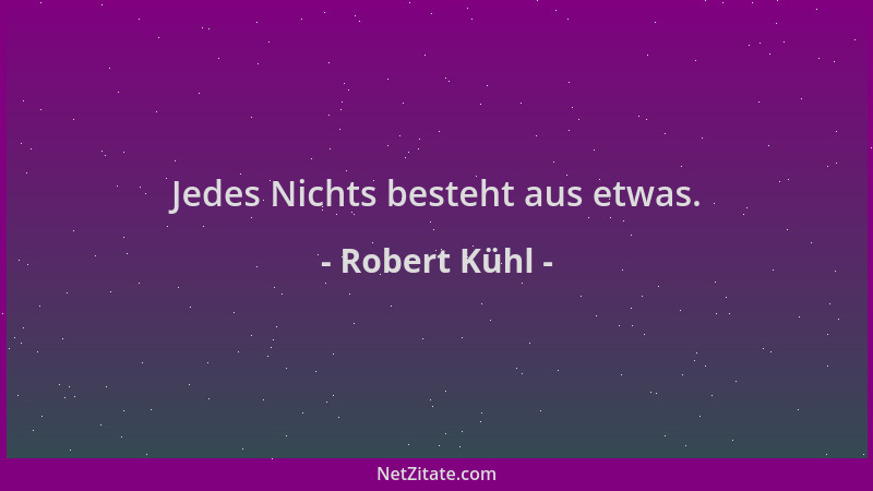 Robert Kühl - Jedes Nichts besteht aus etwas....