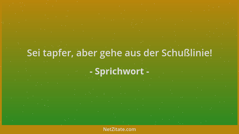 Sprichwort - Sei tapfer, aber gehe aus der Schußlinie!...