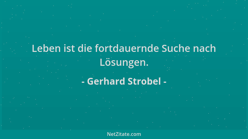 Gerhard Strobel - Leben ist die fortdauernde Suche nach Lösungen....