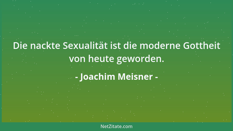 Joachim Meisner - Die nackte Sexualität ist die moderne Gottheit von heute geworden....