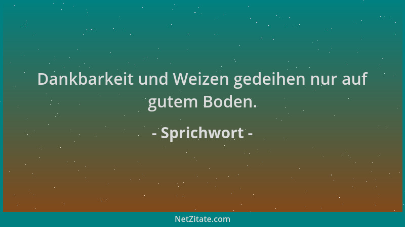 Sprichwort - Dankbarkeit und Weizen gedeihen nur auf gutem Boden....