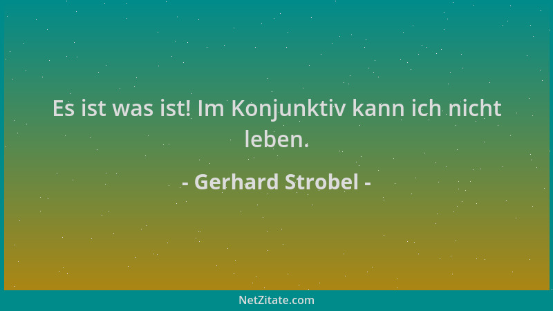 Gerhard Strobel - Es ist was ist! Im Konjunktiv kann ich nicht leben....