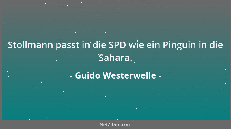 Guido Westerwelle - Stollmann passt in die SPD wie ein Pinguin in die Sahara....