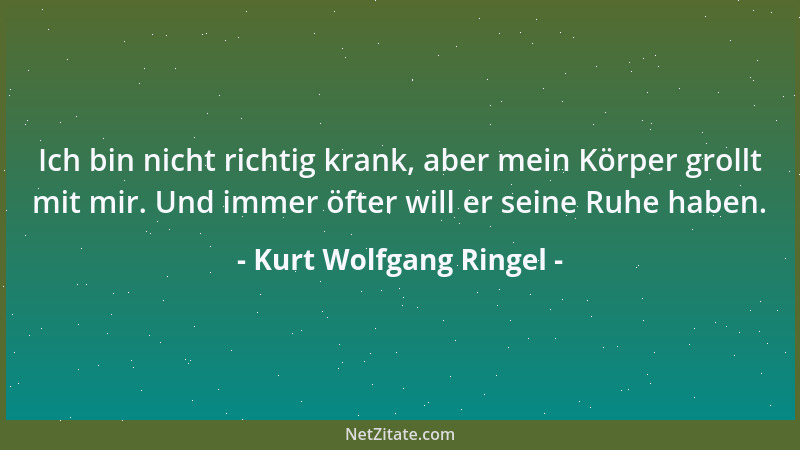 Kurt Wolfgang Ringel - Der Teufel verlangt keinen Lebenslauf....