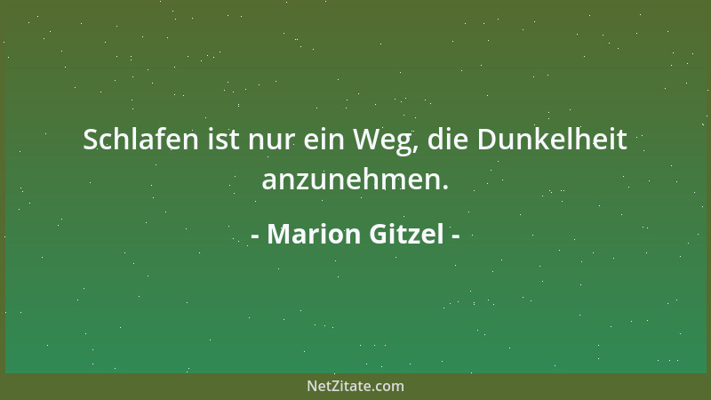 Marion Gitzel - Schlafen ist nur ein Weg, die Dunkelheit anzunehmen....