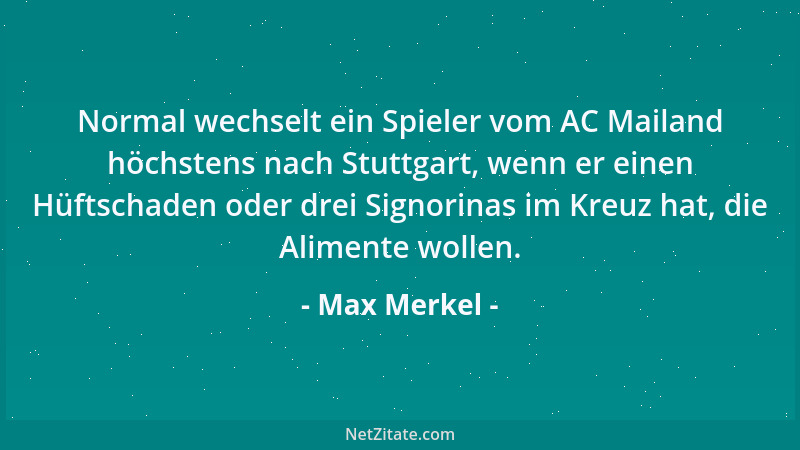Max Merkel - Normal wechselt ein Spieler vom AC Mailand höchstens nach Stuttgart, wenn er einen Hüftschaden oder drei Signo...