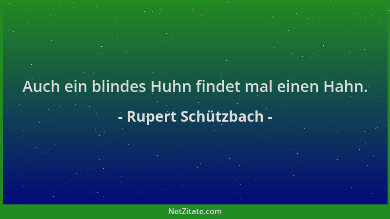 Rupert Schützbach - Auch ein blindes Huhn findet mal einen Hahn....