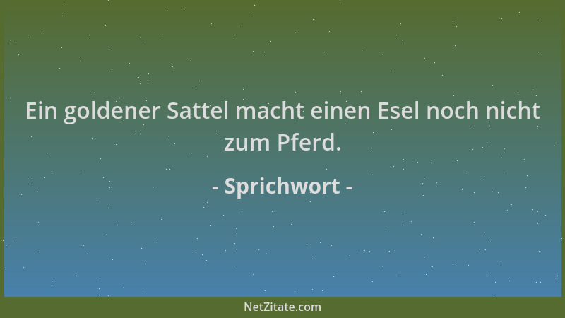 Sprichwort - Ein goldener Sattel macht einen Esel noch nicht zum Pferd....
