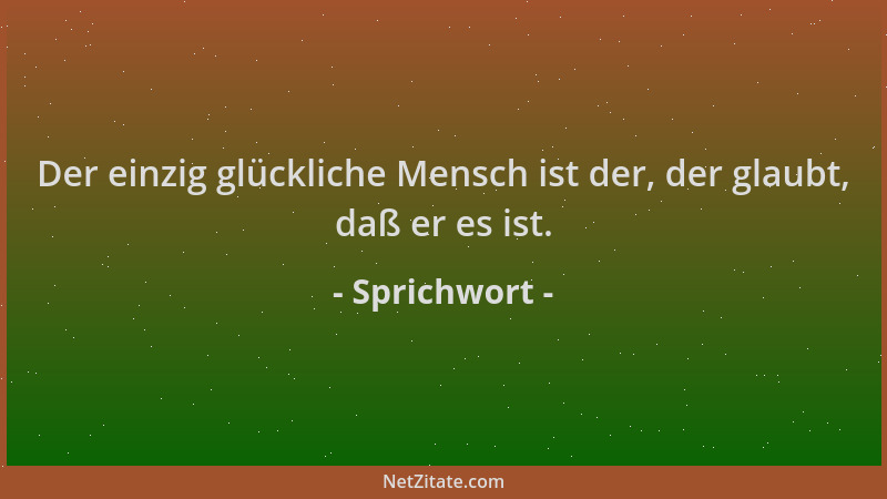 Sprichwort - Der einzig glückliche Mensch ist der, der glaubt, daß er es ist....