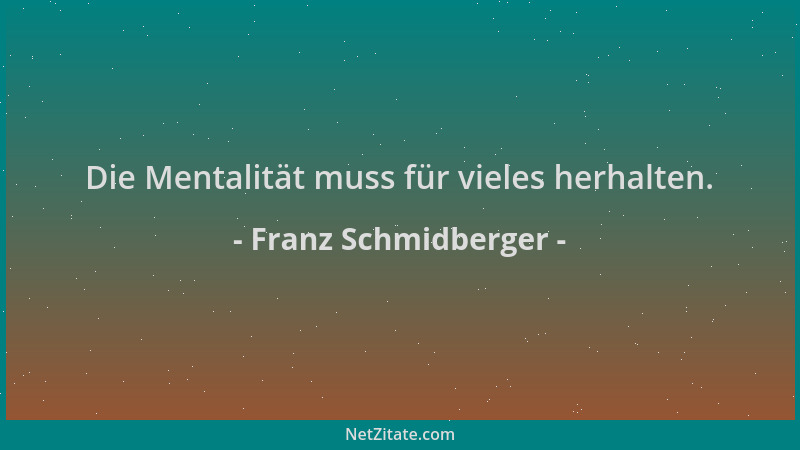 Franz Schmidberger - Die Mentalität muss für vieles herhalten....