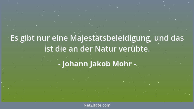 Johann Jakob Mohr - Es gibt nur eine Majestätsbeleidigung, und das ist die an der Natur verübte....
