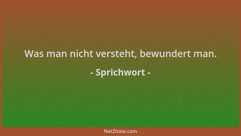 Sprichwort - Was man nicht versteht, bewundert man....