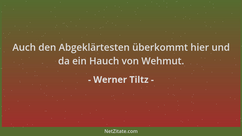 Werner Tiltz - Auch den Abgeklärtesten überkommt hier und da ein Hauch von Wehmut....