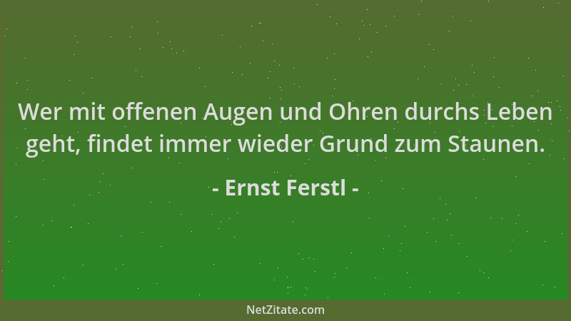 Ernst Ferstl - Wer mit offenen Augen und Ohren durchs Leben geht, findet immer wieder Grund zum Staunen....